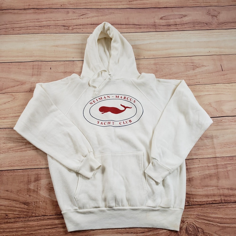 Neiman Marcus Sweater Womens Extra Large White Red Yacht Club Hoodie Whale